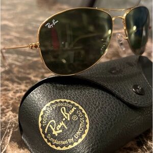 Cockpit Aviator Metal Gold Sunglasses.